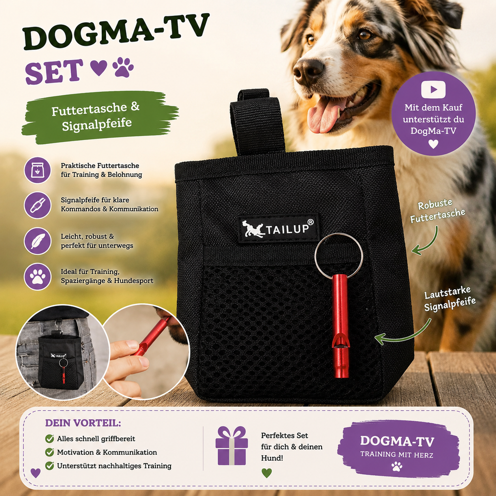 🎯 DogMa TV Trainings-Set – Futtertasche & Signalpfeife 🐾