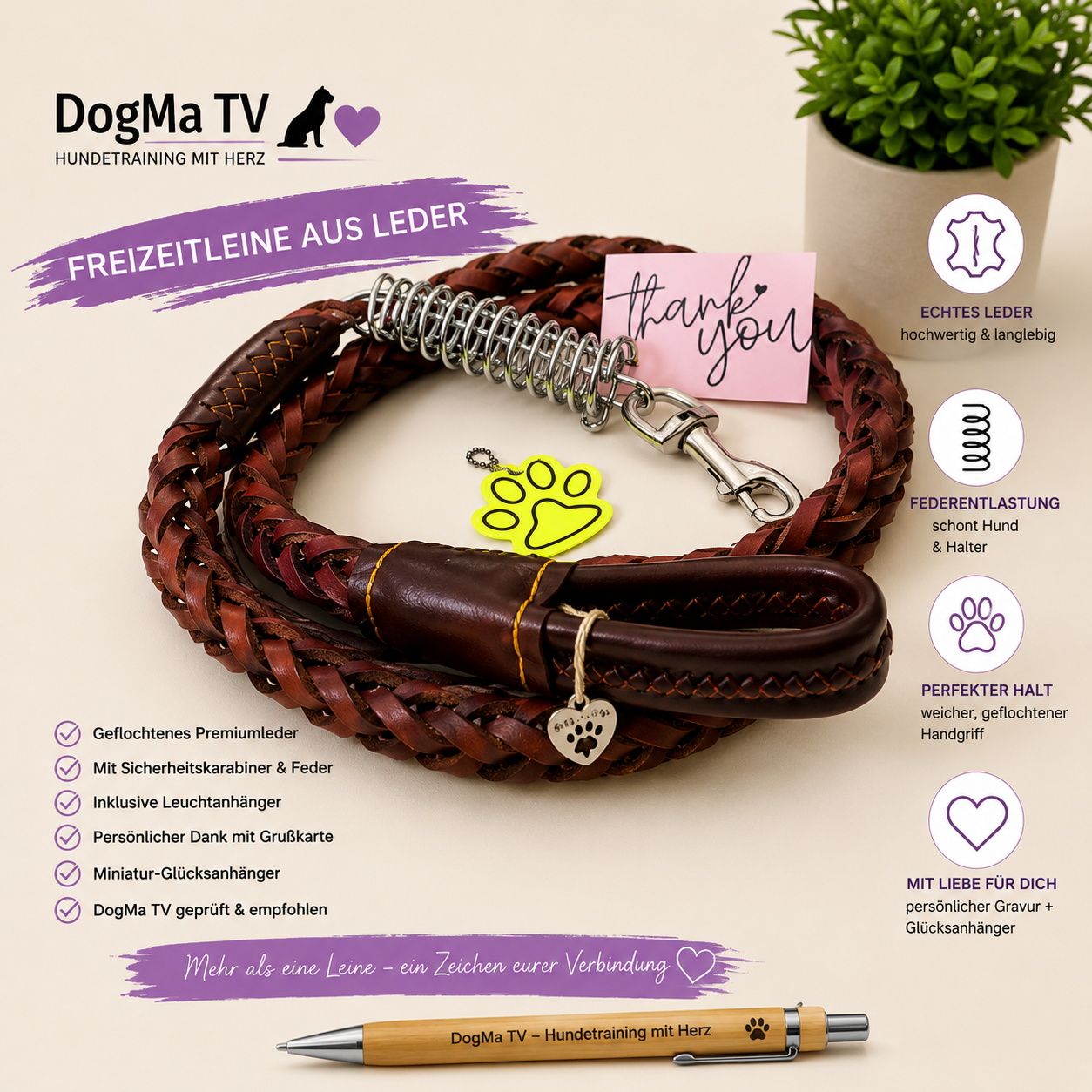 🦮 DogMa TV Freizeitleine aus Leder 💜🐾