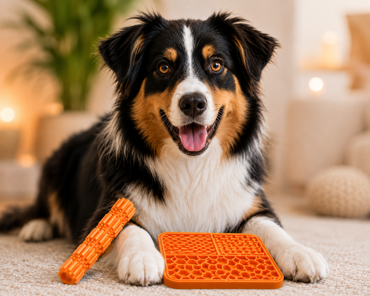 🧡 DogMa TV Beschäftigungs-Set – Wurfstick & Schleckmatte